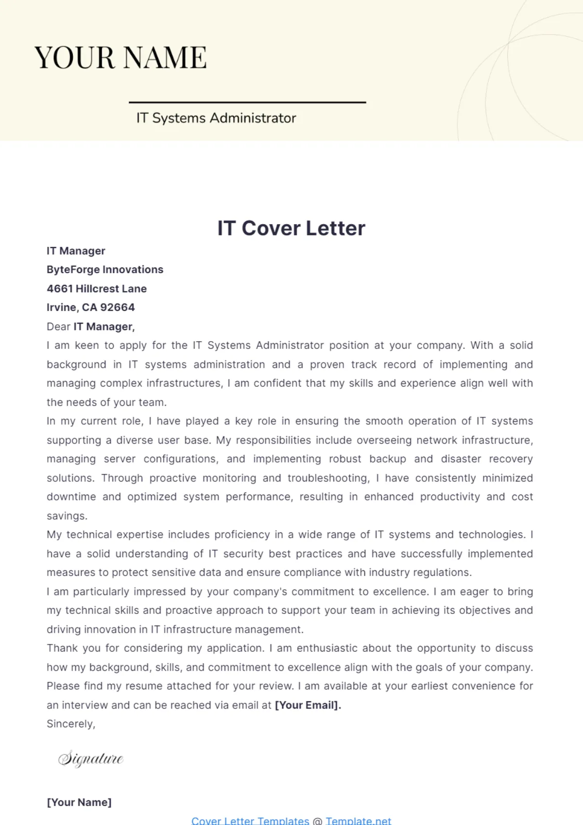 37784 cover letter industry