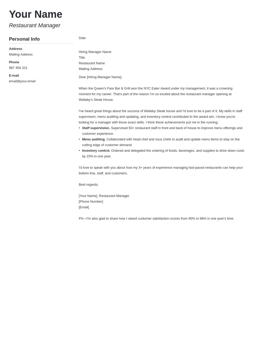 37794 restaurant supervisor enthusiasm