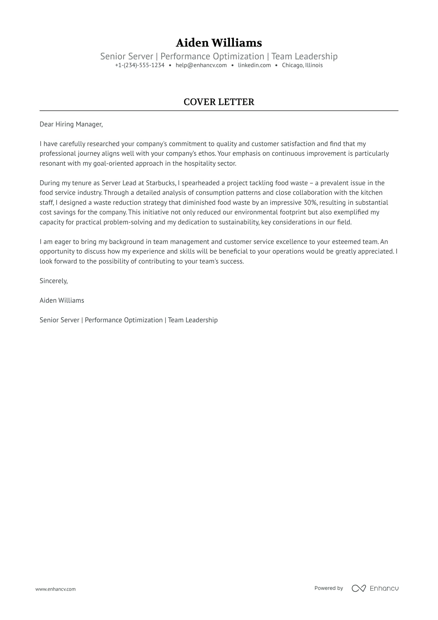 37809 server skills cover letter