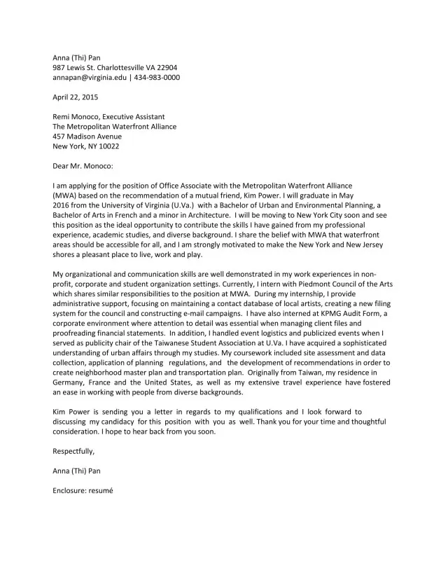 37823 cover letter purpose