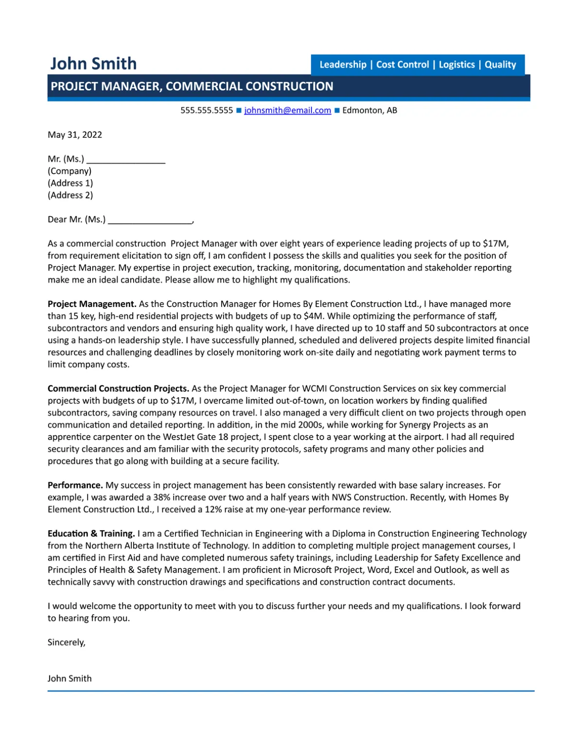 37827 formatting cover letter
