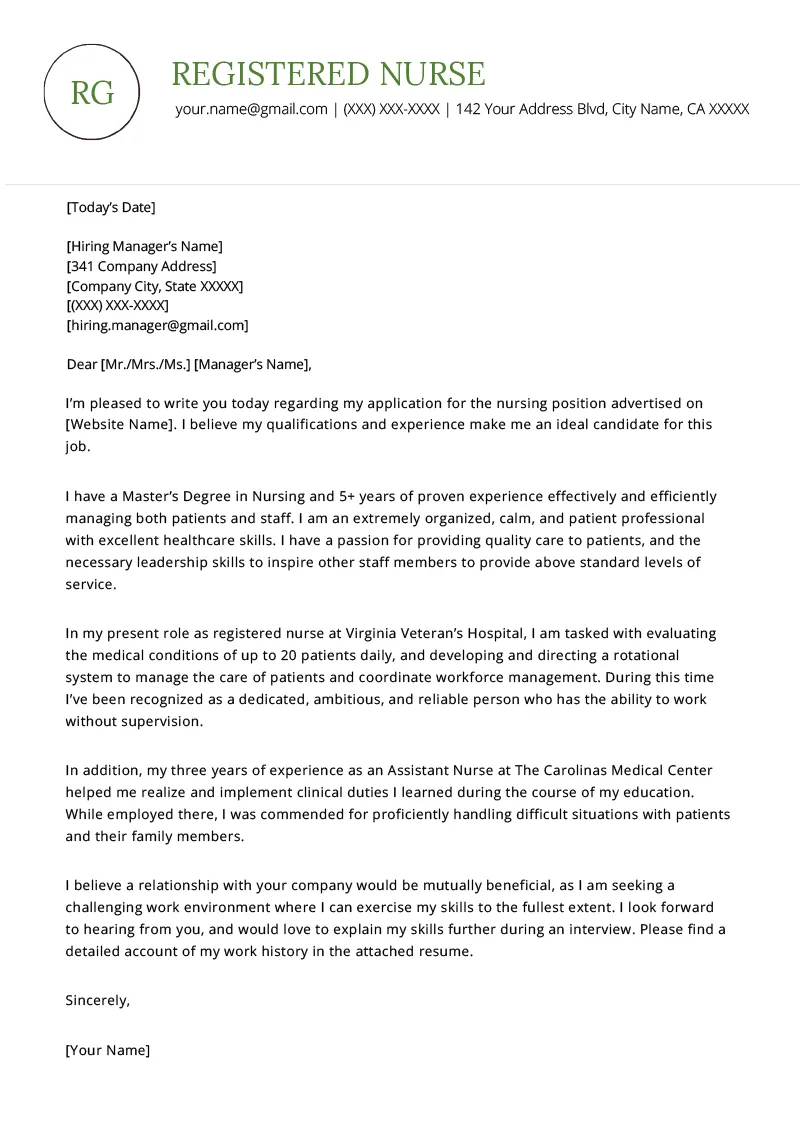 37829 nurse cover letter header