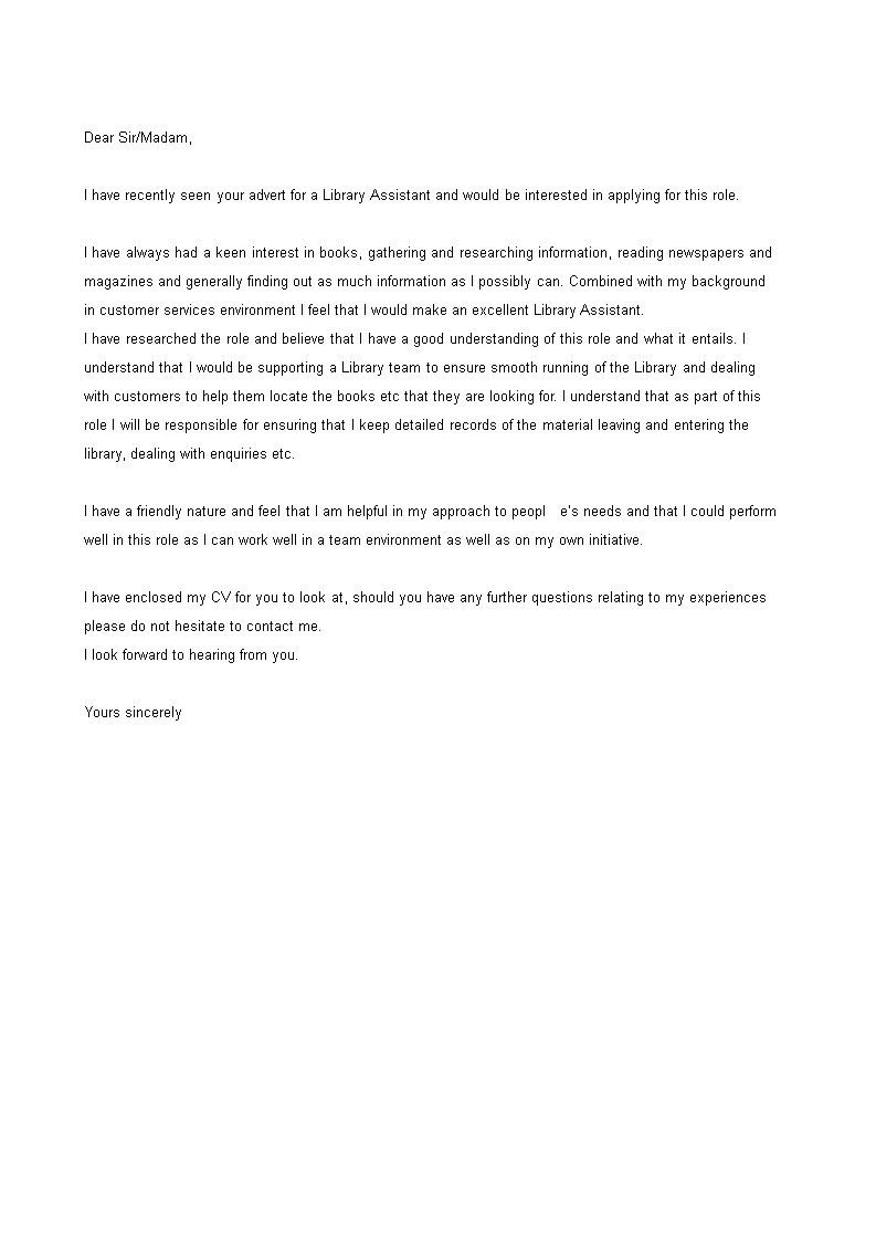 37856 library assistant cover letter greeting