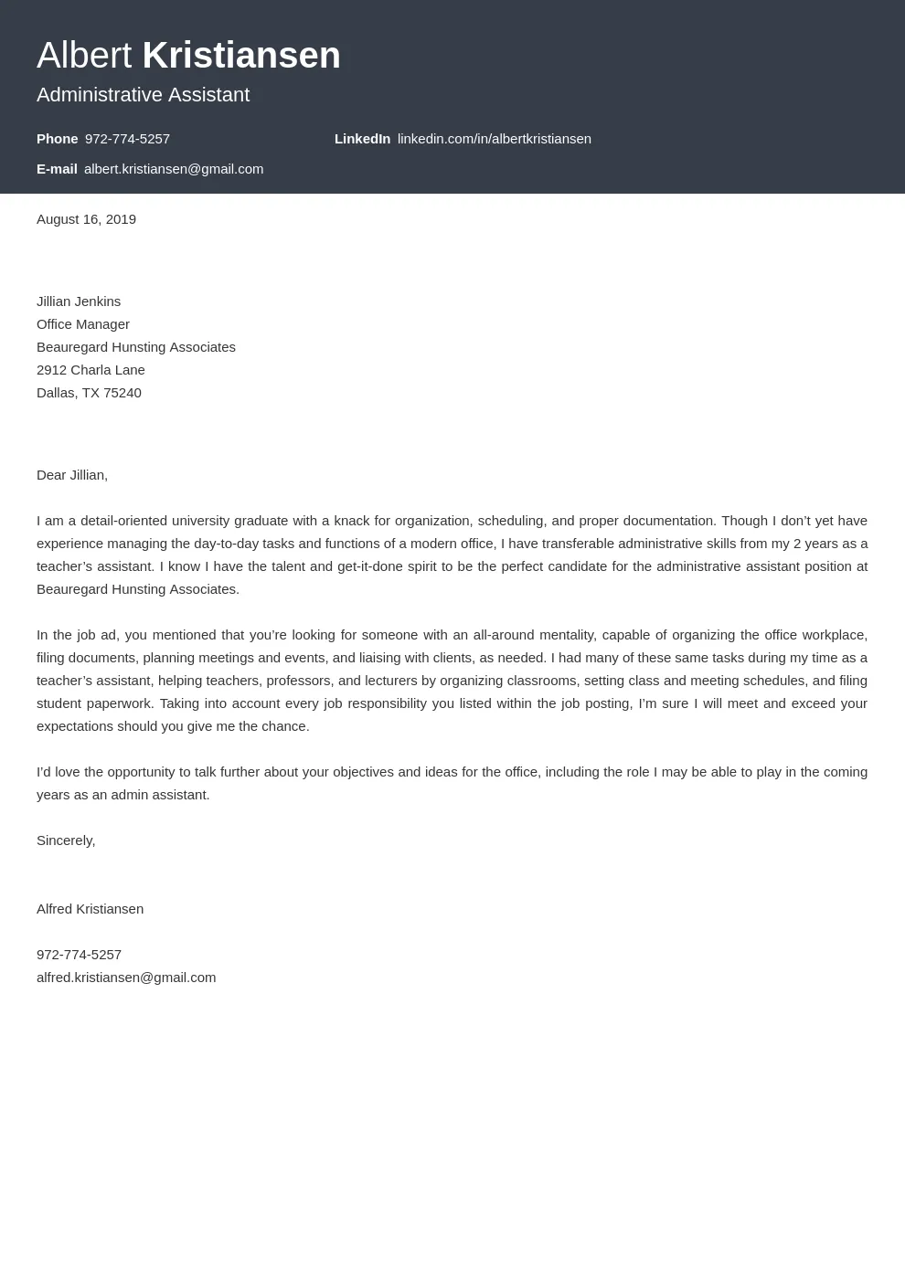 37866 cover letter format