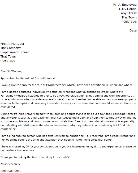 37869 experienced therapist cover letter