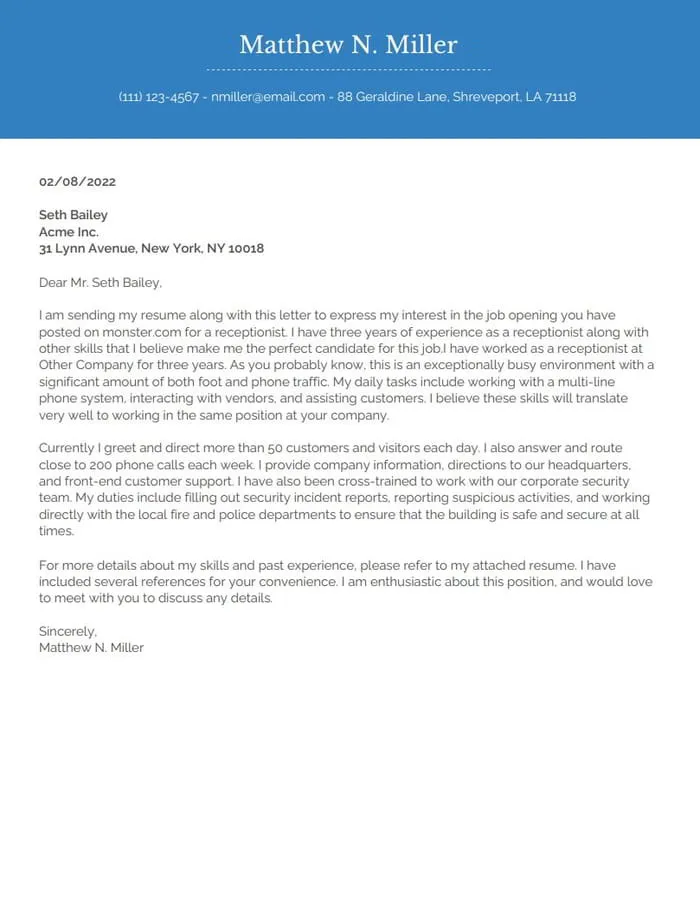 37870 cover letter example experienced