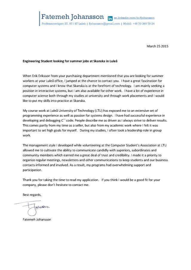 37874 cover letter purpose