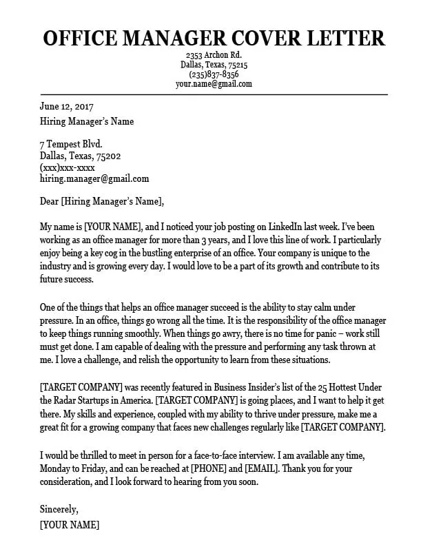 37878 office manager cover letter