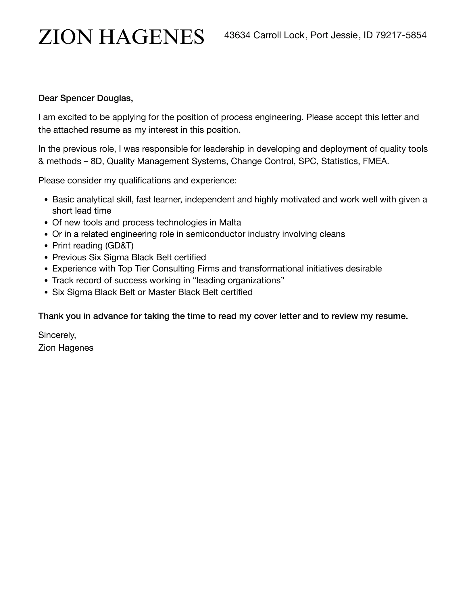 37918 process engineering cover letter formatting