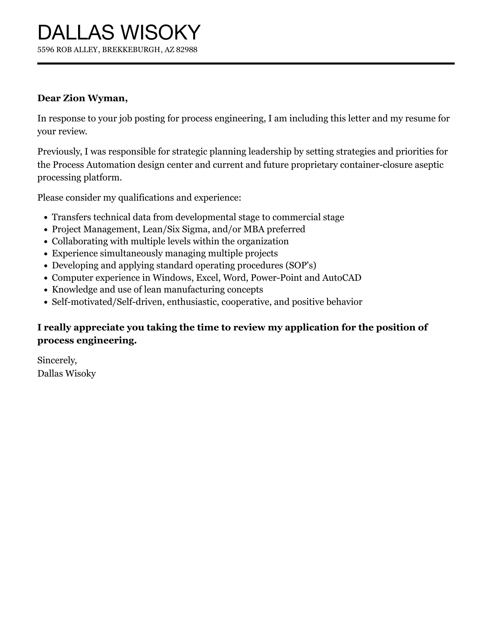 37918 process engineering cover letter passion