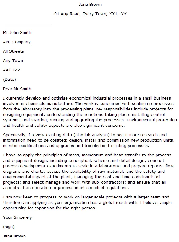 37918 process engineering cover letter skills