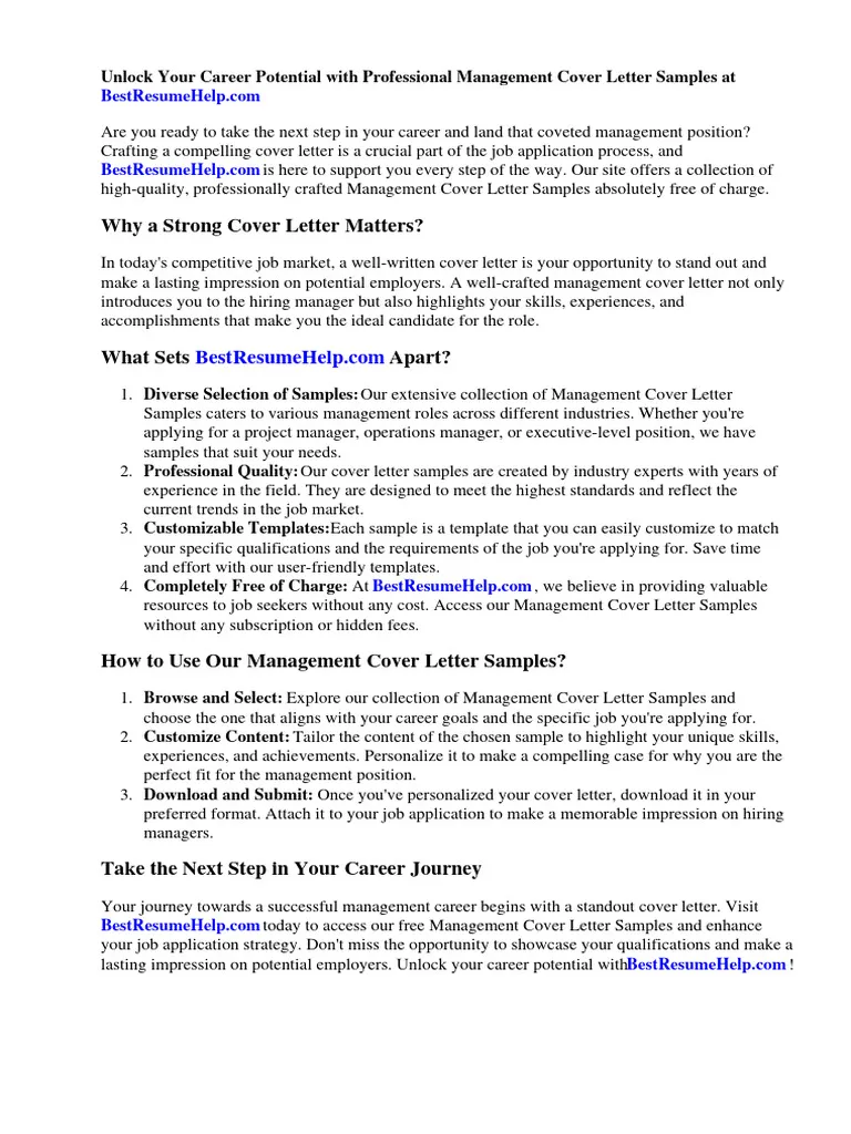 37925 management cover letter writing