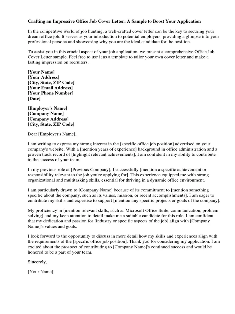 37943 office job cover letter writing