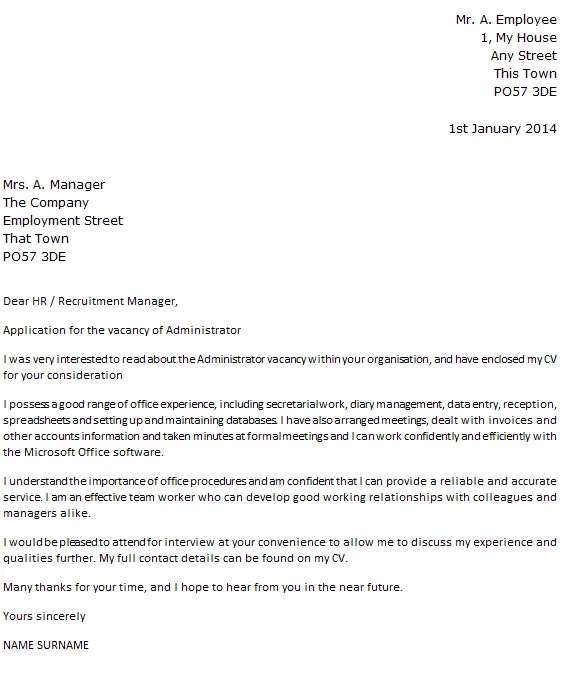 37943 office skills cover letter