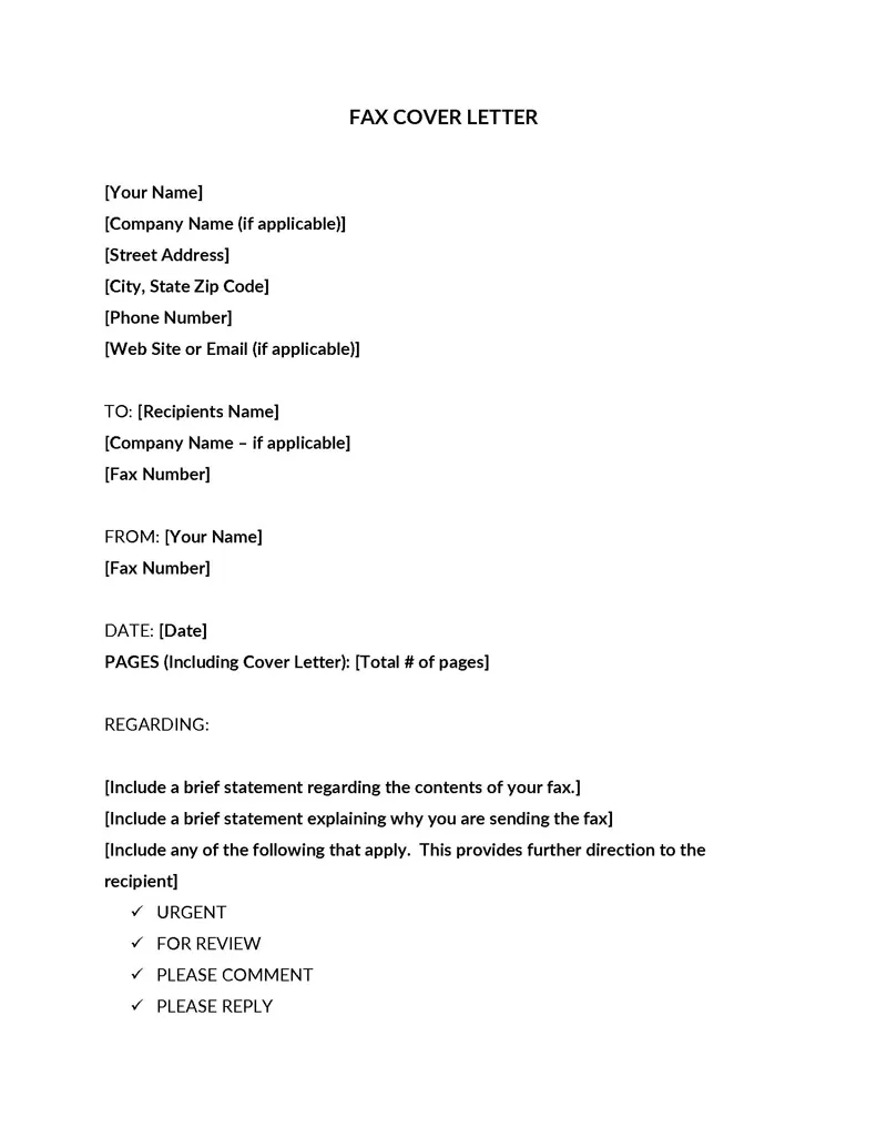 37968 fax cover letter sample job