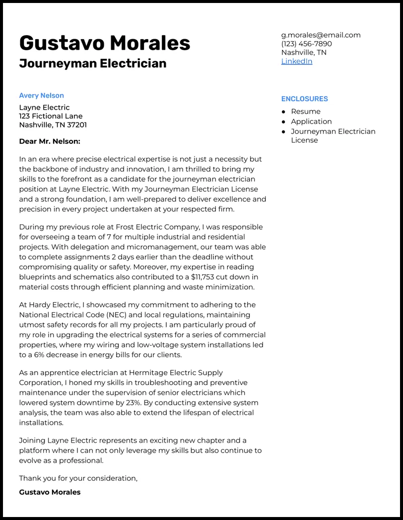 37991 electrician cover letter example