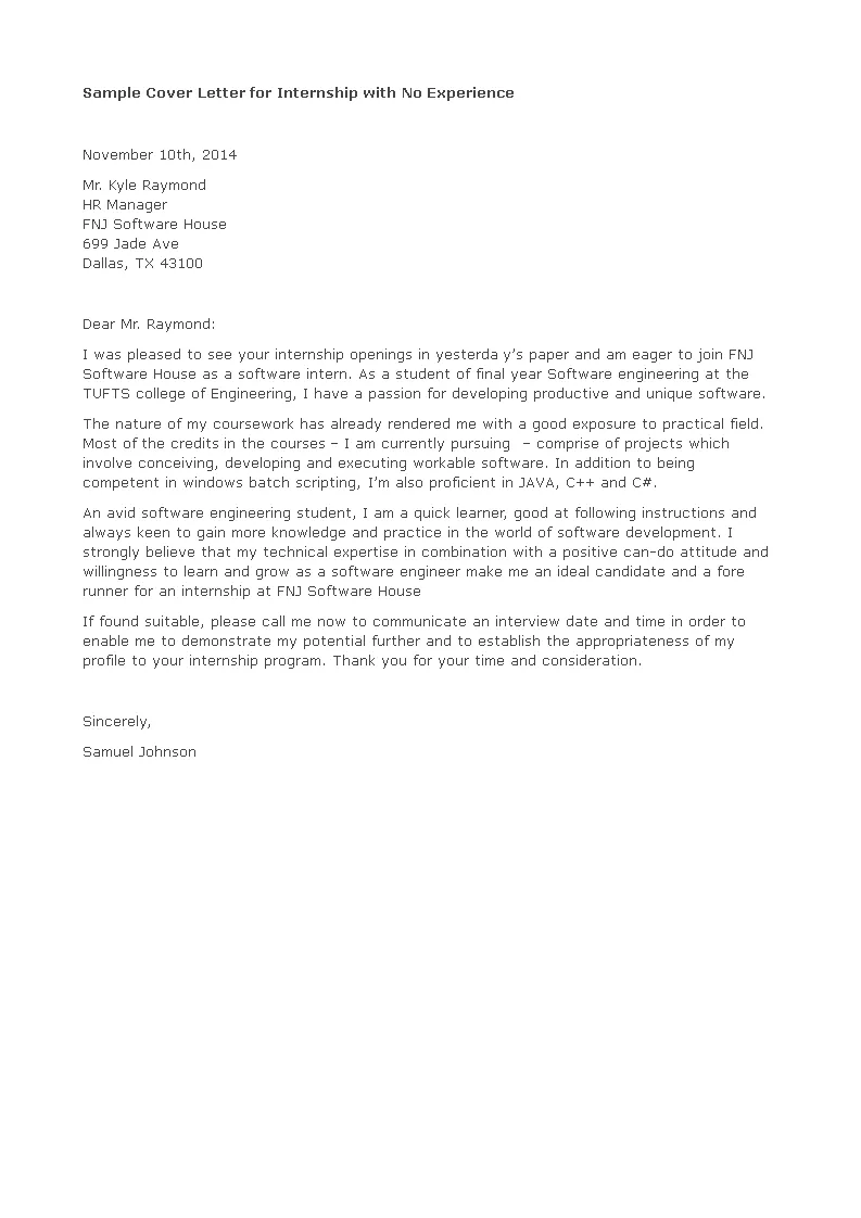 37997 cover letter no experience