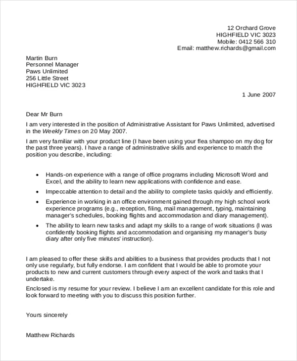 37997 skills focused cover letter