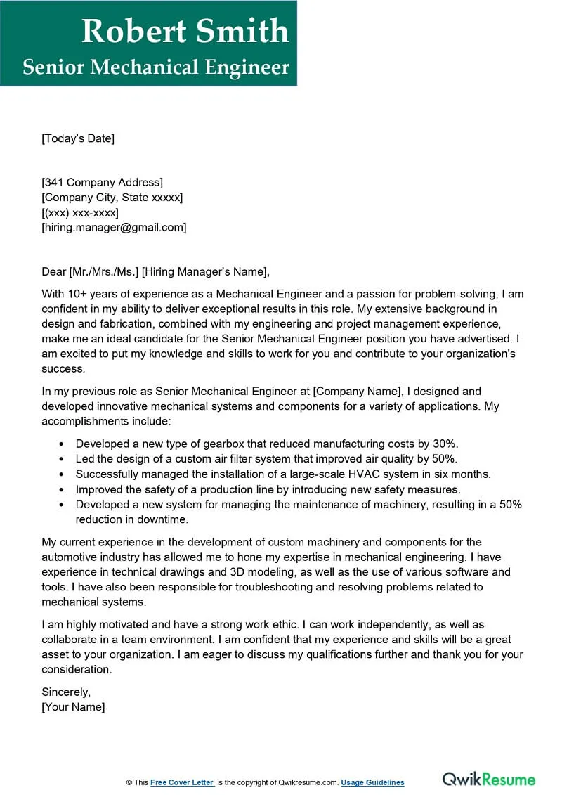 38032 mechanical engineering internship cover letter