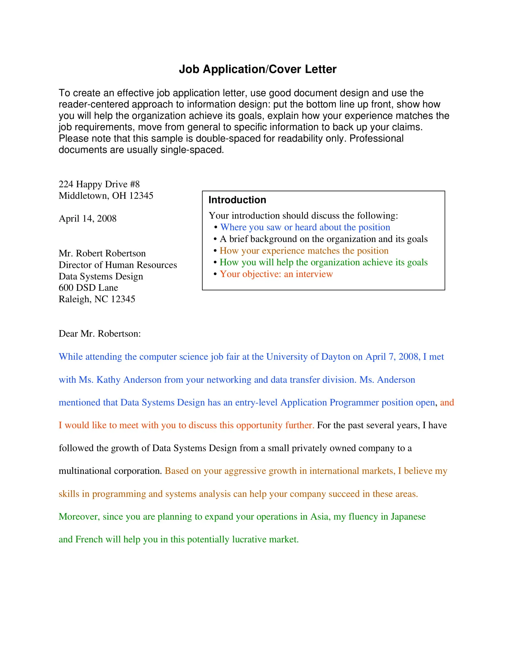 38033 cover letter formatting