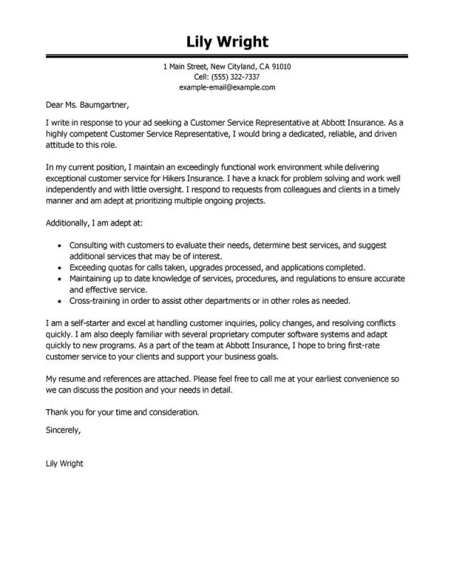 38052 customer service cover letter writing