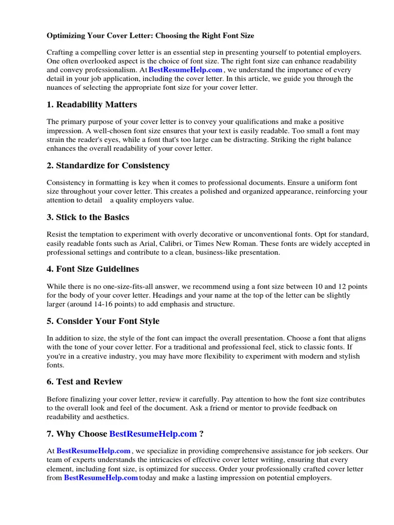 38056 cover letter font size importance