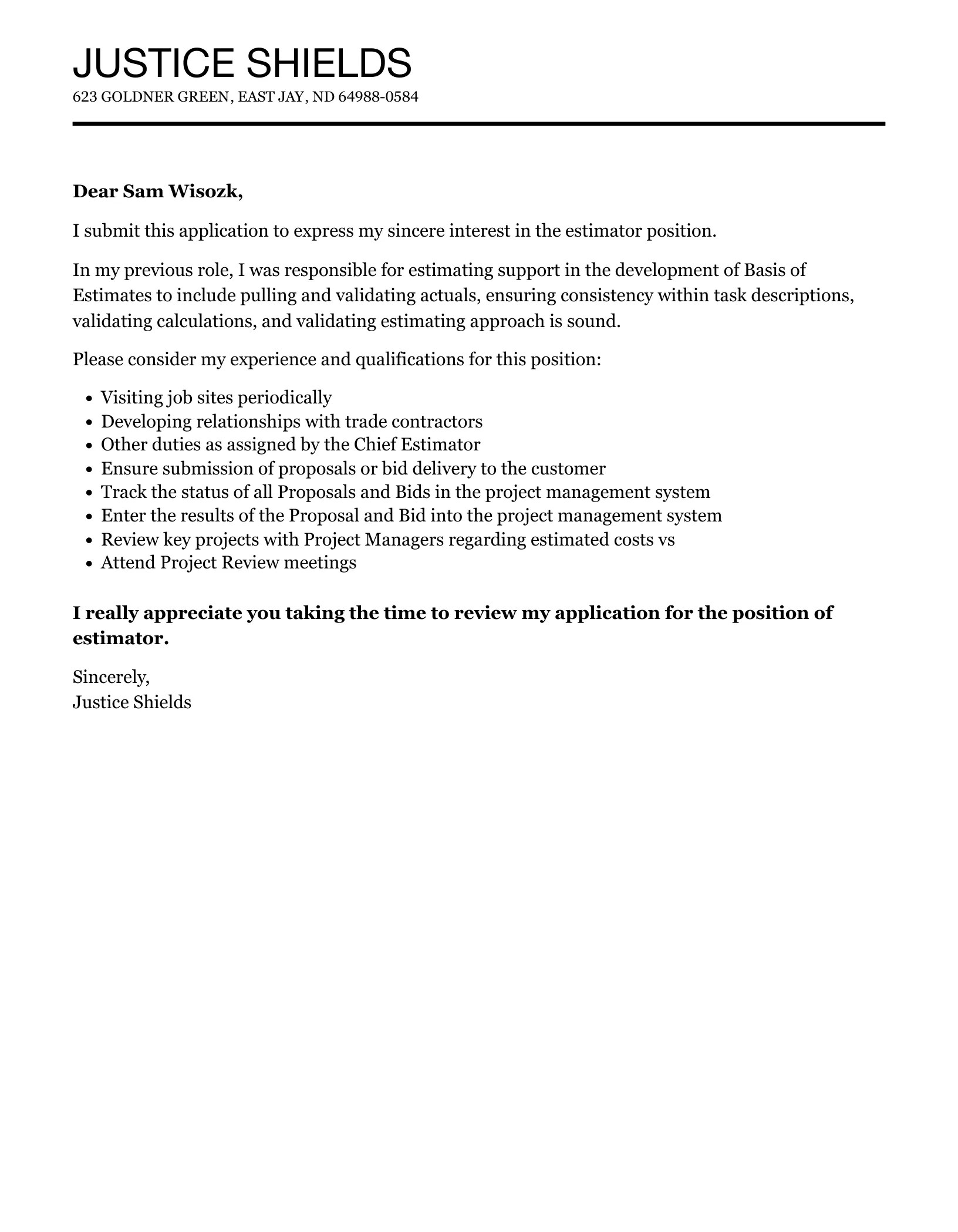 38063 estimator cover letter achievements