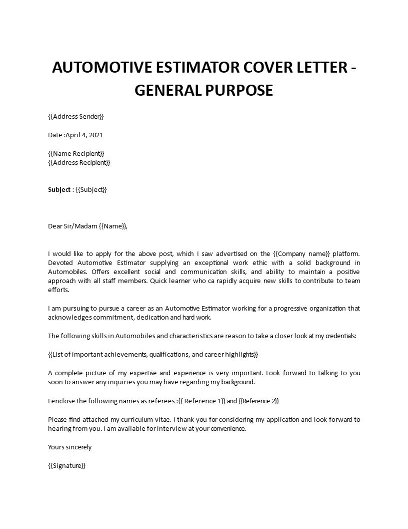 38063 estimator cover letter header