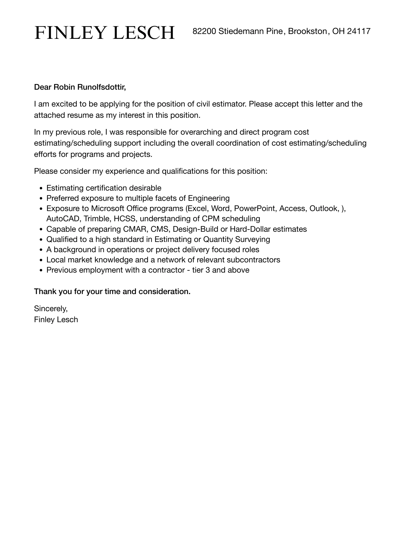 38063 estimator cover letter mistakes