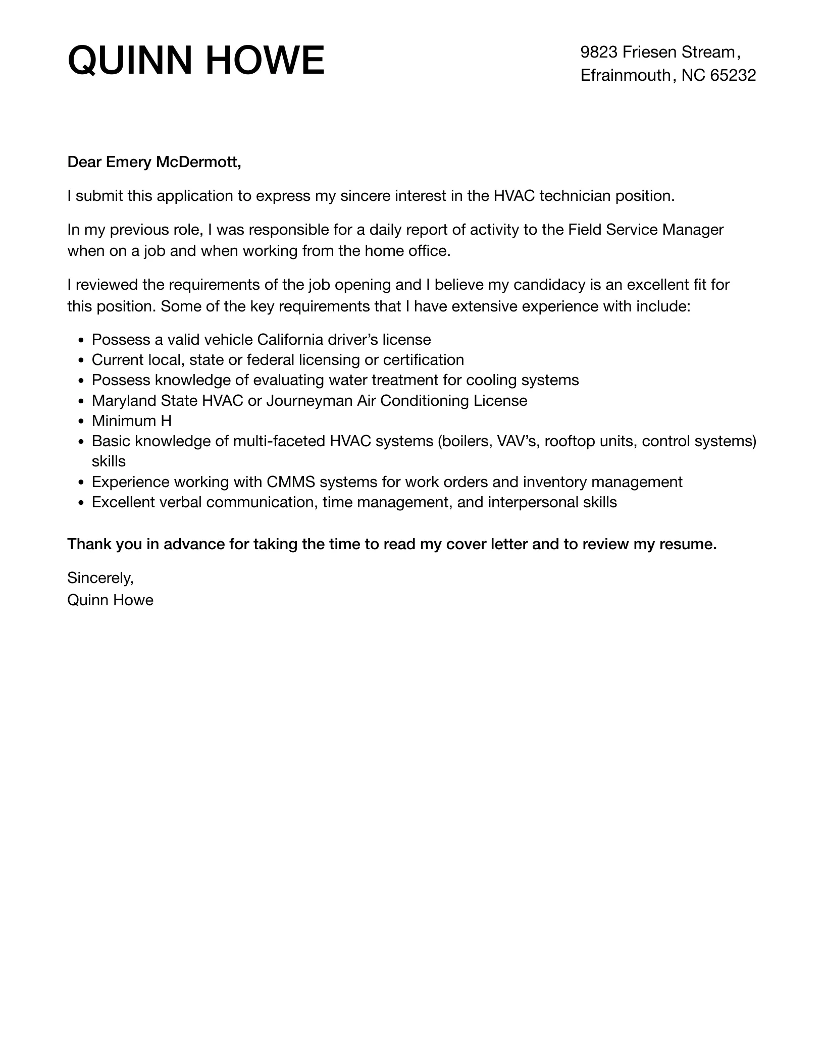 38067 hvac cover letter experience